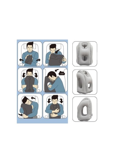 Pazly Gri Seyahat Uyku Tulumu, Taşınabilir Boyun Yastığı, Uçak-tren-otobüs İçin Kolay Uyku Kolay Şişirilir Gri