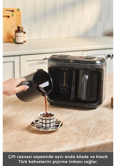 Karaca Hatır Hüp Düet 10 Fincan Kapasiteli Bol Köpüklü Aromalı, Közde ve Türk Kahve Makinesi