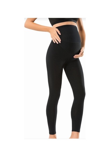 Kadın Hafif Korseli Siyah Bel Ayarlı Yumuşacık Hamile Taytı