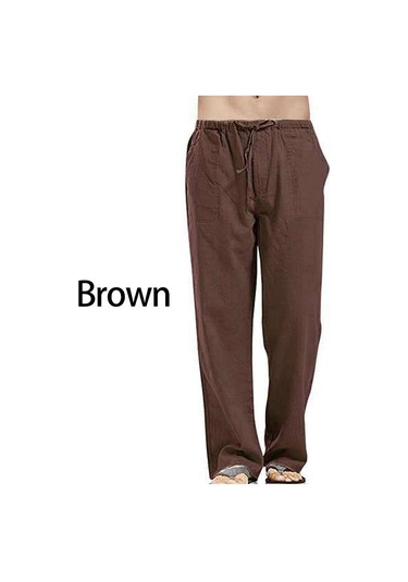 Erkek Nature Pamuk Keten Pantolon Yaz Pantolon 5xl Rahat Erkek Düz Elastik Bel Düz Bol Pantolon Kahverengi Erkek Nature Pamuk Keten Pantolon Yaz Pantolon 5xl Rahat Erkek Düz Elastik Bel Düz Bol Pantolon Kahverengi