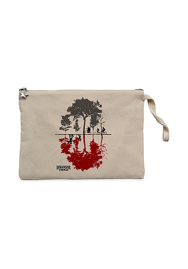 Stranger Things Tree Krem Clutch Astarlı Cüzdan / El Çantası Krem