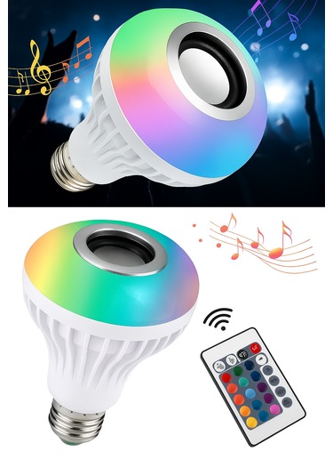 Bluetooth Hoparlörlü, Rgb Led Işıklı Lamba, Uzaktan Kumandalı Beyaz