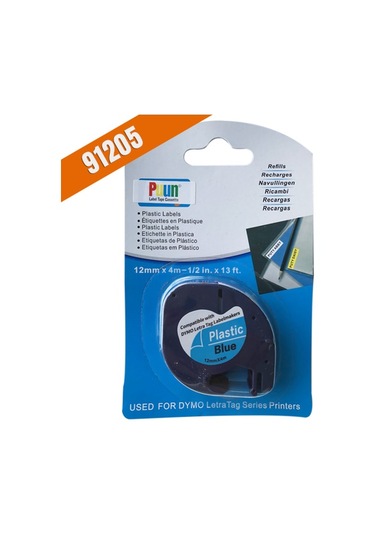 Puun Dymo Letratag 59426 Plastik Mavi Etikete Siyah 91205 12MM x