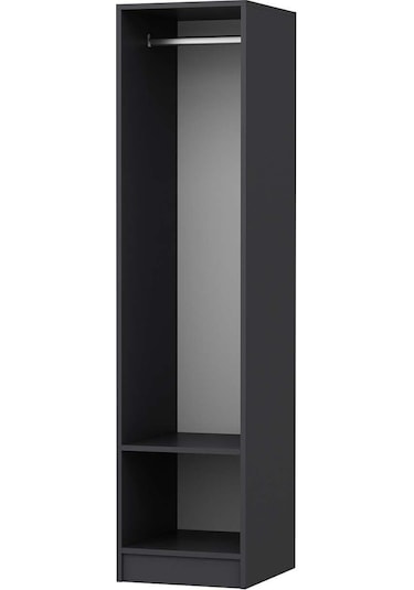 Minar Kale 1 Kapaklı Dolap Antrasit - Beyaz Çizgili Mebran 210cm