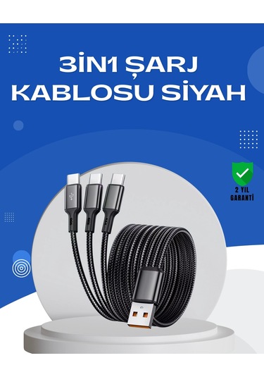 Evrensel 3 Başlıklı Şarj Kablosu İphone Huawei Samsung İçin