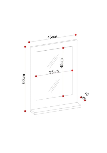 Safir Stil 60x45 Atlantik Çam Raflı Banyo Aynası Kahverengi