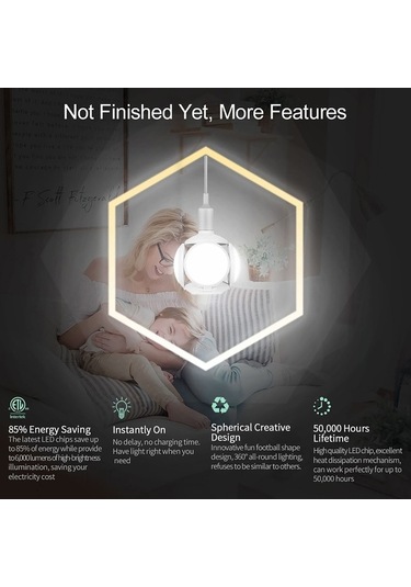 Pazly Futbol Şekilli Ufo Lamba: Bluetooth Hoparlörlü, Tasarruflu, Kolay Kurulum, 360 Aydınlatma Beyaz Beyaz
