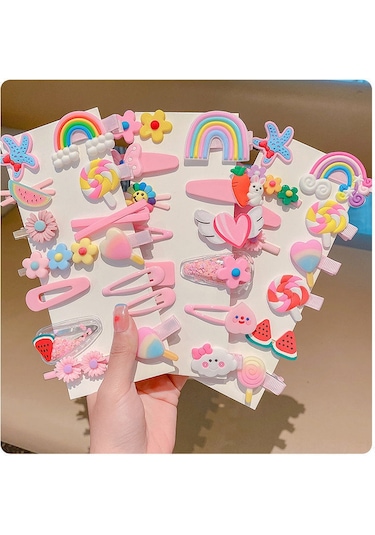 Samdoo Kız Çocukları İçin 10 Adet Renkli Bitki Desenli Saç Klipsi - Günlük Ve Özel Etkinlikler İçin Yumuşak Tutucu Resin Plastik Aksesuar