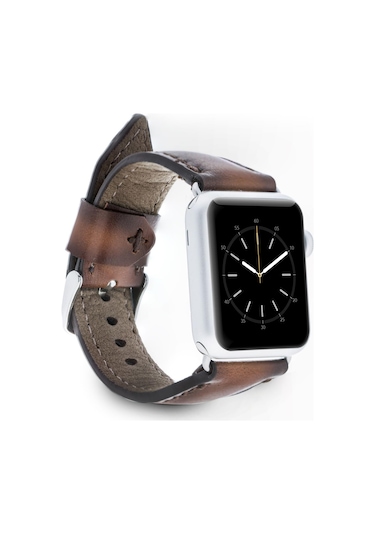 Apple Uyumlu Watch Uyumlu Deri Kordon 42-44-45mm Sm26 Kahve