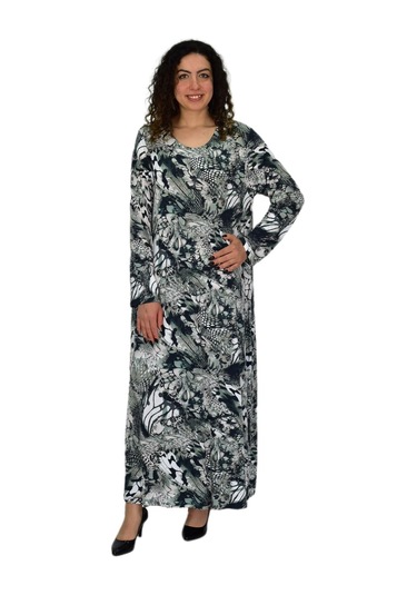 Kadın Uzun Kol Likralı Viskon Elbise Bgl-st04673 Yeşil