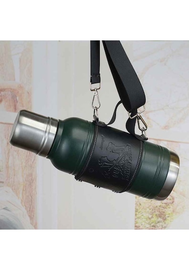 Kapris Askılı Paslanmaz Çelik Avcı Termos 1900 Ml Yeşil Kap-283 Yeşil