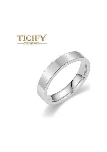 Gümüş 4mm Vejetaryen Yüzük Basit Mat Titanyum Çelik Yüzük 8