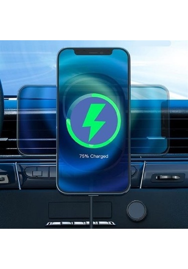 15w Mıknatıslı Takılabilen Hızlı Şarj Tüm Cihaz Ve Araçlara Uyumlu Araç İçi Şarj Cihazı ' Siyah