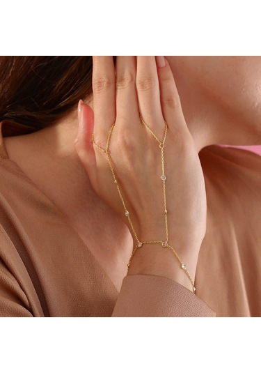 925 Ayar Gümüş Yuvarlak Zirkon Taşlı 2 Parmağa Takılabilen Şahmeran Altın