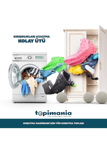 Topimania Doğal Yerli Üretim Yün Kurutma Topu 3 Adet Kurutma Topu