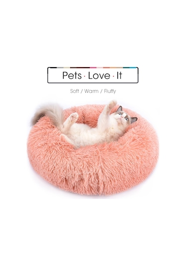 Geeroyoo Puding Kedi Yatağı Yumuşak Plüş Öz Oturma Isıtmalı