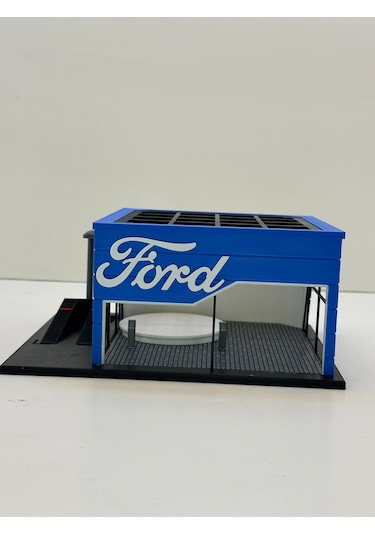 3d Baskı 1/64 Ölçekli Ford Showroom Tasarımlı Diorama Araç Sergileme Garajı