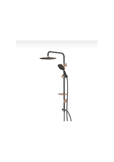 İsaoğlu Yapı Bakır Duş Seti Bakır Tepe Yağmurlama Duş Sistemi Batarya Dahil Komple Set Bronz Siyah Duş Bakır