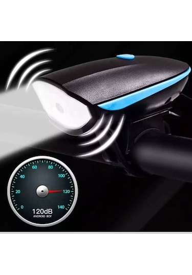 Çakarlı 120 Desibel 3 Modlu Elektronik Bisiklet Korna Ön Far Siyah