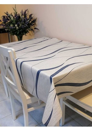 Elyaflı Pvc Muşamba - Desenli Silinebilir Masa Örtüsü 02mrl151b Mavi