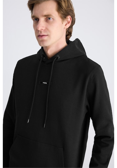 Twn Slim Fit Siyah Düz Örgü Pamuklu Sweatshirt 5ece247020042 Çok Renkli