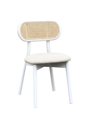 Orpheus Bambu Hasırlı Ahşap Sandalye Beyaz