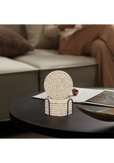 İçecek Tutuculu Pamuklu Dokuma Emici İçecekler İçin Ev Dekorasyon Seti Diğer