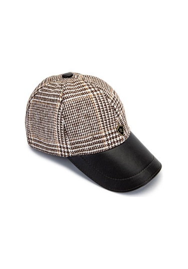 Tamer Tanca Erkek Deri & Tekstil Bej Kareli Şapka 524 1121 Sapka Sk24-25 Bej Krl Dsnl Açık Bej