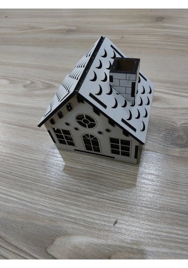 Lavanta Tasarım Işıklı Büyük Dekoratif Ev 5 Beyaz