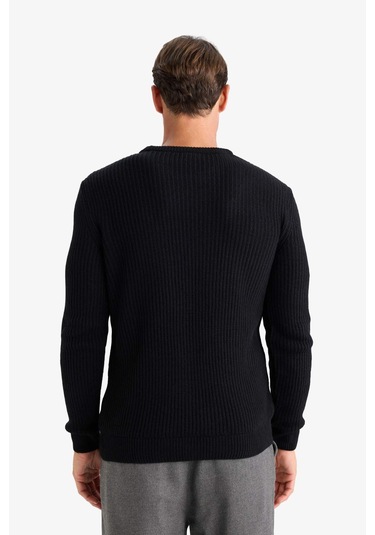 DeFacto Standart Fit Bisiklet Yaka Triko Kazak C8814AX24WNBK81