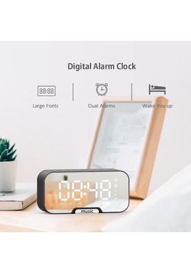 Yuntech01 Q5 Çok Fonksiyonlu Alarm Saat - Bluetooth Hoparlör, Fm Radyo, Sıcaklık Gösterici Ve Telefon Tutucu İle Dijital Led Ekranlı Taşınabilir Beyaz Dahili Pil