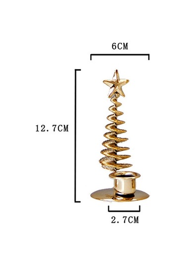 Suntek Metal Altın Yıldız Ağacı Mumluk, Çift Tekli Mum