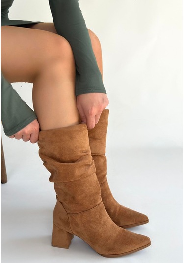 Titen Taba Süet Körüklü Çizme Taba