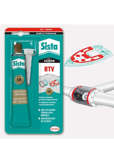 Sista Rtv Silikon Kırmızı Sıvı Conta Tüp 50Gr Kırmızı