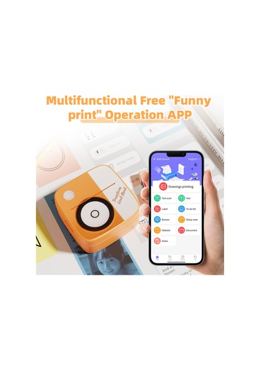 Skycity D2 Turuncu Mini Etiket Yazıcı - Bluetooth 5.0, 1200mah Pil, 57mm Kağıt, Foto/metin/yanlış Sorular Yazdırma, Type-c Şarj