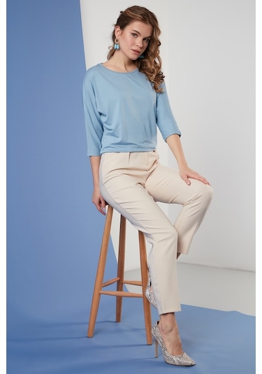 Lela Bisiklet Yaka Truvakar Kol Bayan Bluz 5861416Y Bebe Mavi