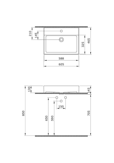 Bocchi Milano Lavabo 60 CM Parlak Siyah 1376-005-0126