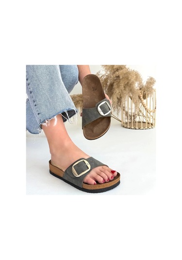 Biçomi Zooy Yeşil Nubuk Terlik Çok Renkli