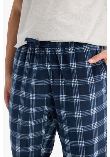 Defacto Regular Fit Kareli Cepli Polar Pijama Altı F4224ax25wnnv135 Lacivert