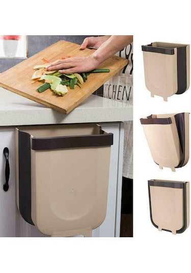 Beyaz Mayitr Mutfak Dolabı Kapı Asılı Çöp Kutusu Çöp Kutusu Katlanabilir Çöp Konteyneri Beyaz