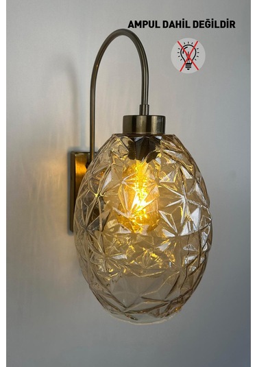 Veltro Bal Rengi Cam Aplik Duvar Lambası Modern Otel Cafe Vintage Salon Yatak Odası Merdiven Retro Bal