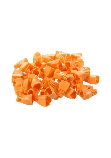Cat5,cat6 Uyumlu Rj45 Pvc Plastik Cover Koruyucu Kılıf 100 Adet Turuncu