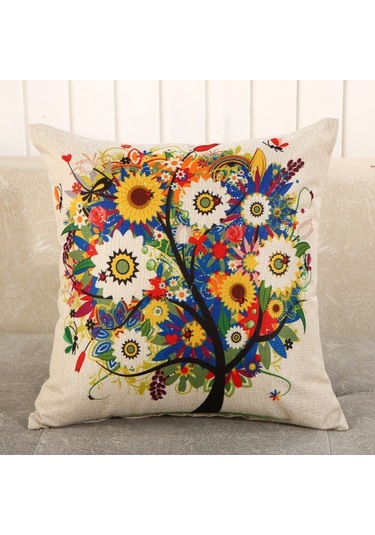 Yeni Sade Tarzda Baskılı Yastık Kılıfı No.107 Ekru