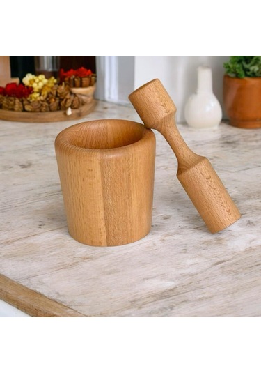 Kaf Ahşap Kayın Havan / Defne