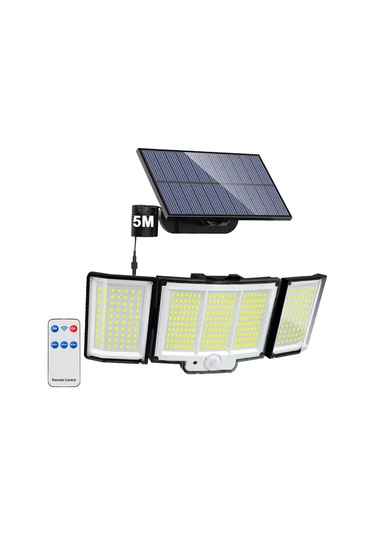 Shopytech 348 Led Güneş Enerjili Dış Mekan Duvar Lambası Ip65 Pır Hareket Sensörü 3 Mod 5m Kablo Çok Renkli