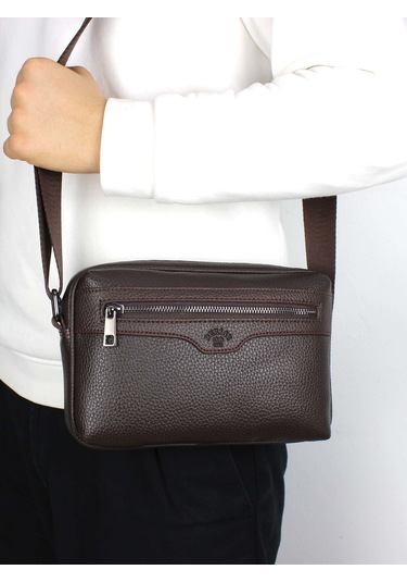 Erkek Kahverengi Ayarlanabilir Omuz Askılı Çapraz Omuz Çantası Kahverengi