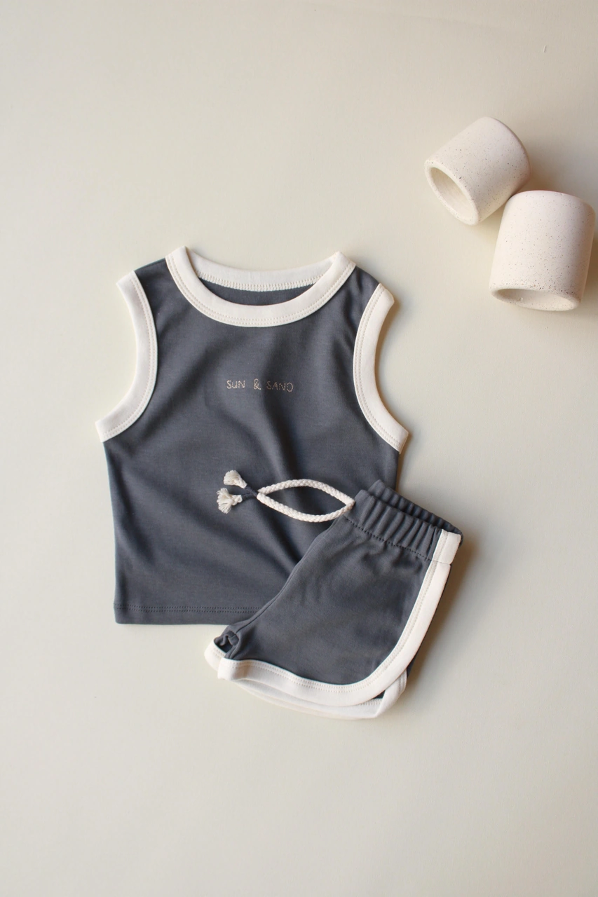 Antrasit Unisex Atlet Şort Takım Gri