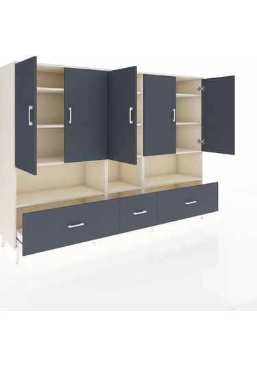Hyperion Dolap 12 Raflı 3 Çekmeceli 5 Kapaklı 220x44x163 Aytaşı-a Aytaşı-antrasit