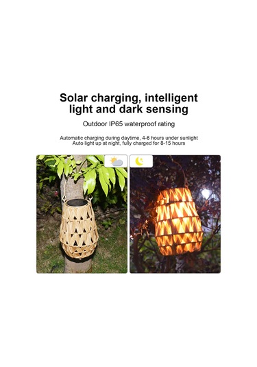 Qingmipy El Örgüsü Hasır Solar Led Bahçe Aydınlatma Feneri, Ip65 Su Geçirmez, Otomatik Şarj Sarı