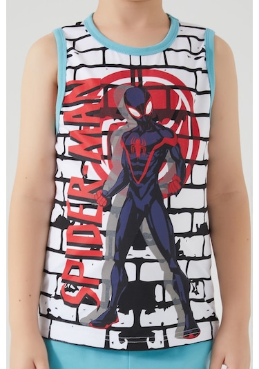 Spiderman Shadowed Mavi Beyaz Erkek Çocuk Bermuda Takım